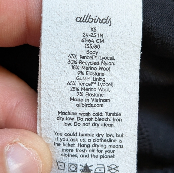 ALLBIRDS Women Legging Full Lenght Black Color 18% Merino Wool Size XS High Rise - Picture 6 of 9